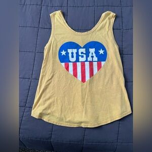 Yellow USA Heart Tank Top